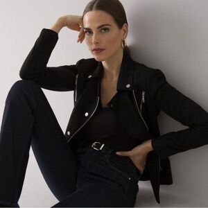 White House Black Market Faux Suede Moto Jacket Size 4